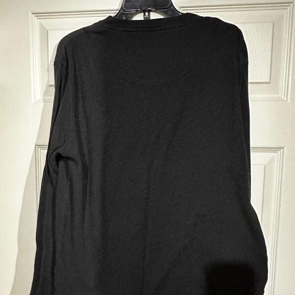 Men's Pierre Cardin Large Black Cotton Sweater 3-Button Knit Long-Sleeve - Picture 4 of 7